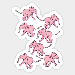 Pretty pink elephants Sticker